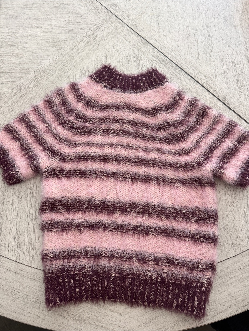Pilcro Pink and Plum Striped Short-Sleeve Turtleneck Sweater - Picture 3 of 3